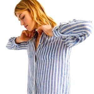 Lucky Brand striped button down collard shirt size medium